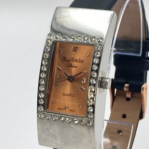 Marcel Drucker Women's Watch Silver Tone Crystals Salmon Dial New Battery 8.75"
